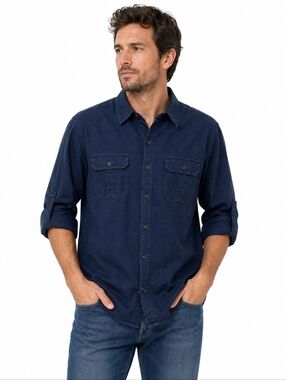Rock & Republic Button-Up Shirt Blue XXL Long Sleeve Casual Work Shirt